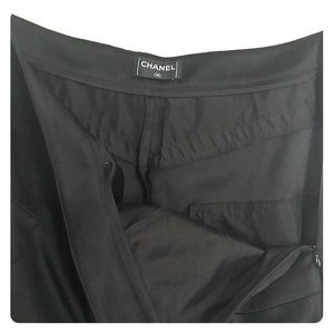 Black Authentic Chanel satin pants